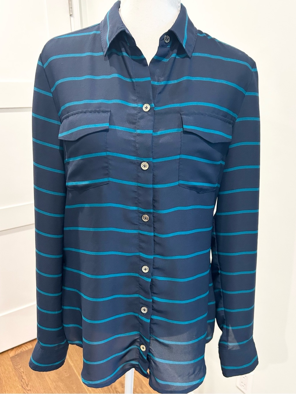Nautica Sheer Button-Down Blouse